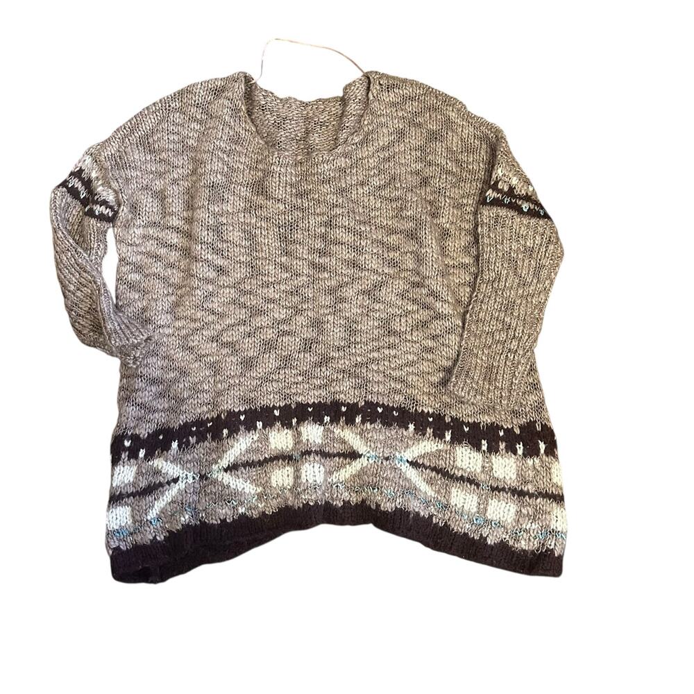 Free People Oversized Slouchy Mohair Wool Fair Isle Sweater Women's M